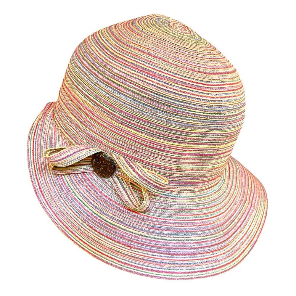 Jeanne Simmons Sunset Brimmed Hat Packable Crushable Straw Pastel NWT
